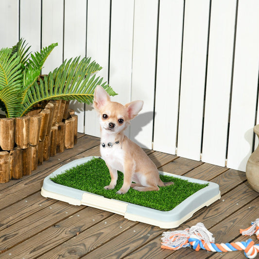 PawHut Puppy Training Pad Indoor Portable Puppy Pee Pad with Artificial Grass, Grid Panel, Tray, 46.5 x 34cm - ALL4U RETAILER LTD