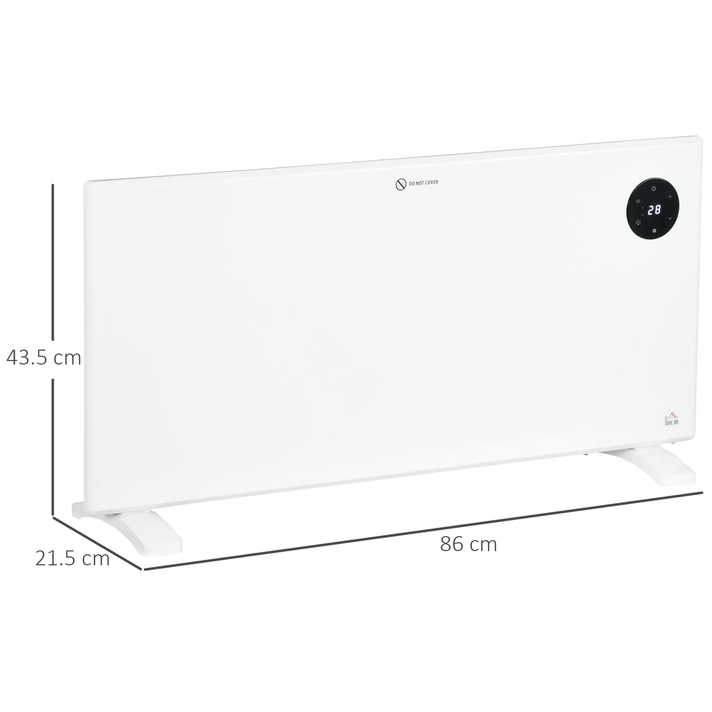 HOMCOM 2000W Electric Convector Heater Freestanding Or Wall Mounted With Adjustable Thermostat Timer White