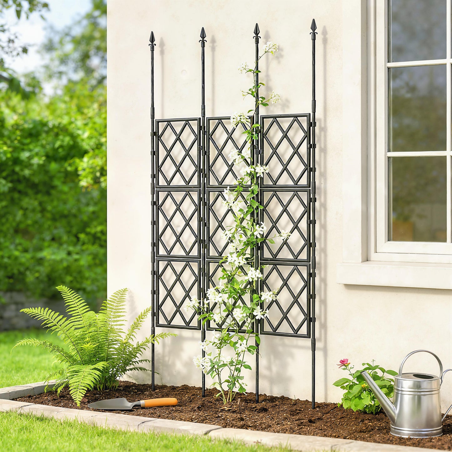 Outsunny Foldable Garden Trellis Lattice Climbing Support For DIY Assembly 85x197 Cm Black