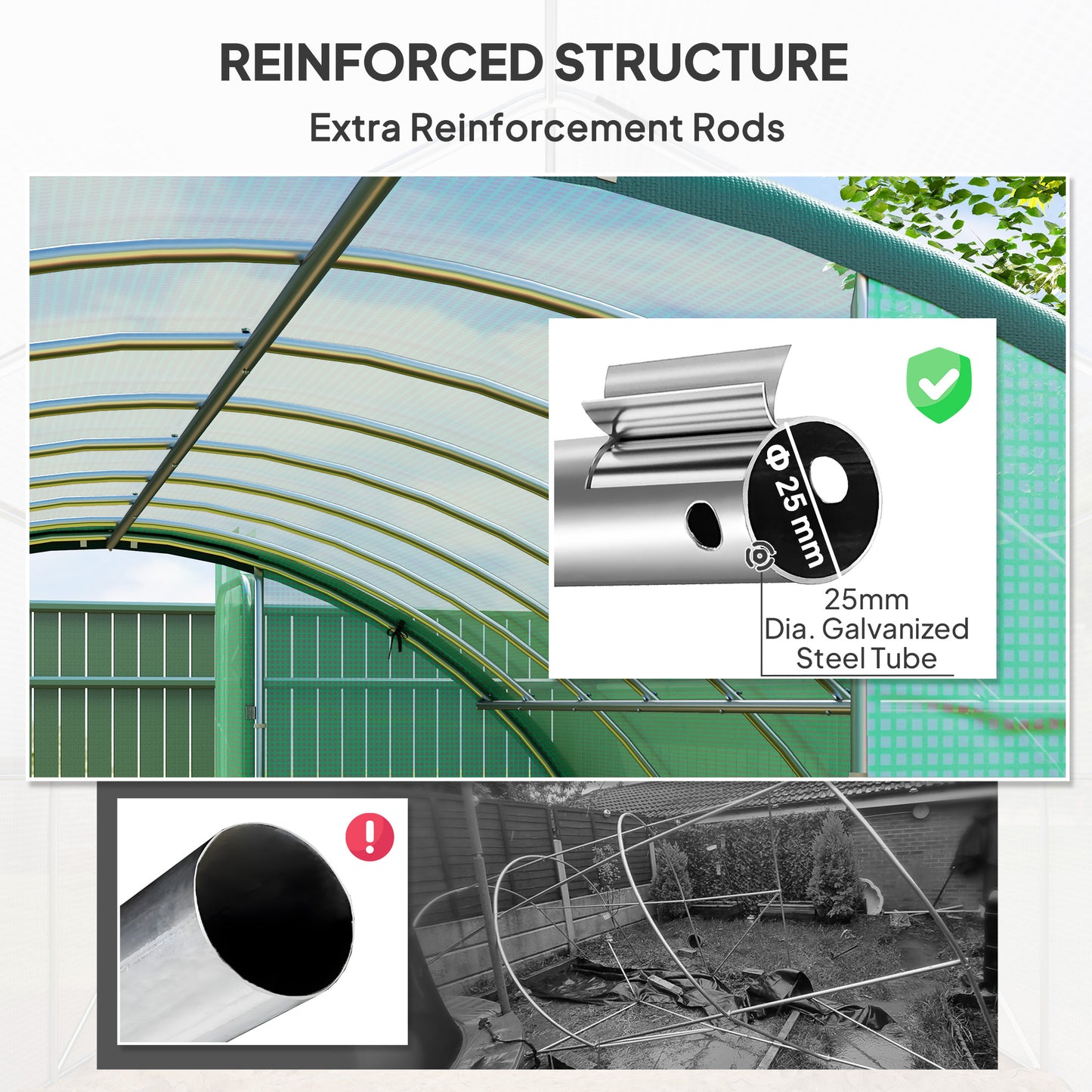 Outsunny 4 x 3 m Polytunnel Greenhouse With Windows And Doors Galvanised Steel Frame Green