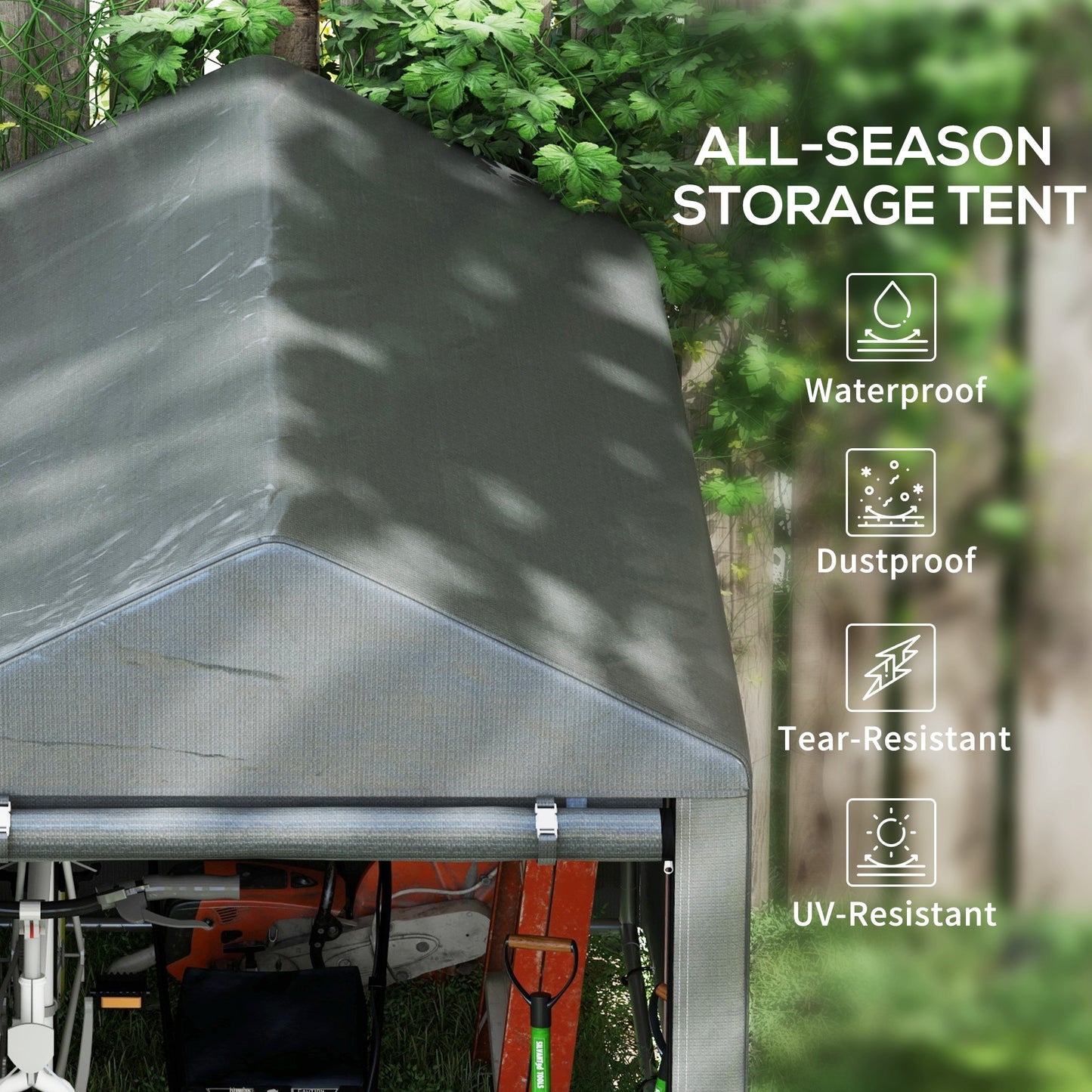 Outsunny Portable Garden Shed Tent with Roll-Up Door for Bikes and Equipment Storage - 1.2 x 1.8m - ALL4U RETAILER LTD