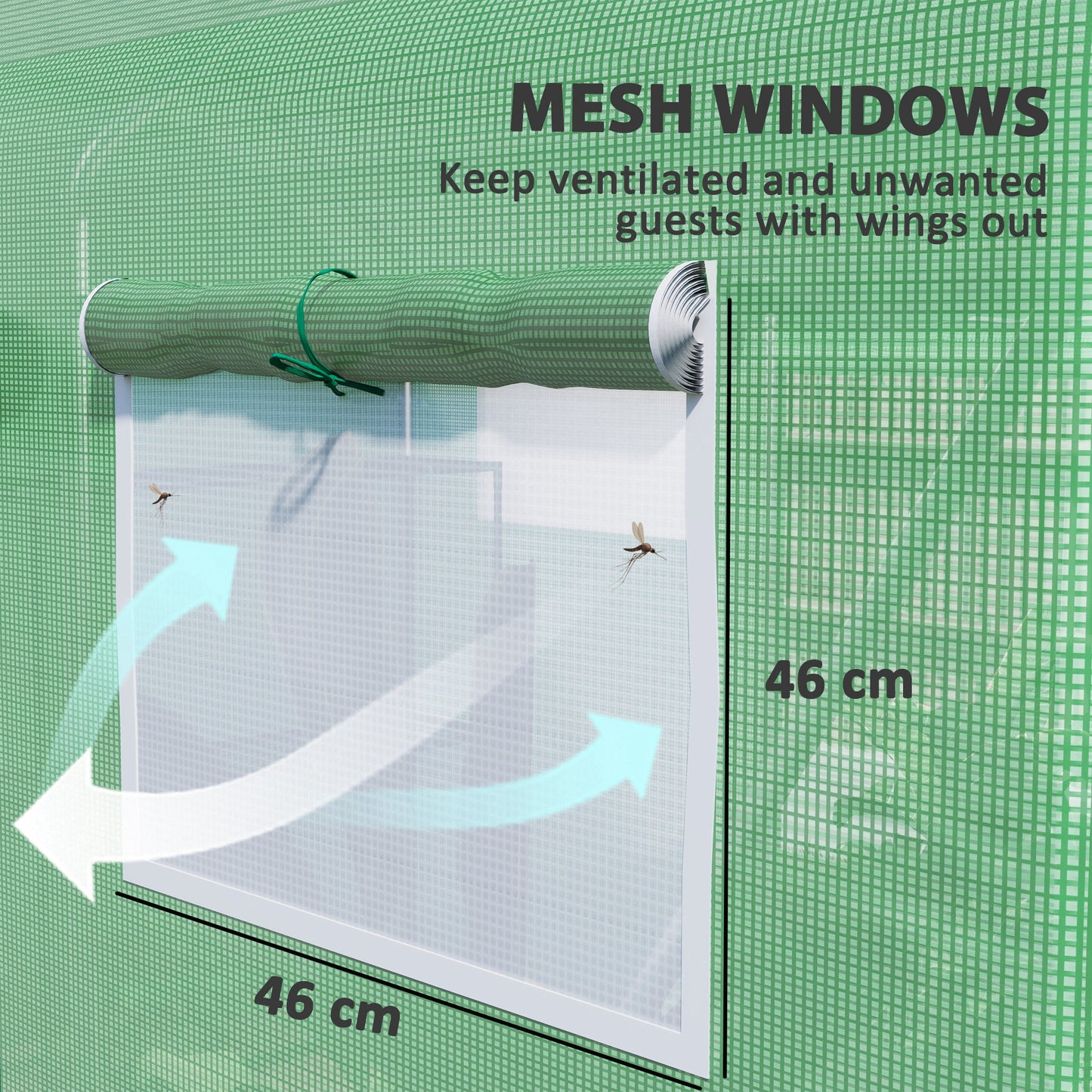 Outsunny 9.8 By 6.6 Ft Walkin Polytunnel Greenhouse Green With Three Roll Up Doors And Mesh Windows 140gsm Cover
