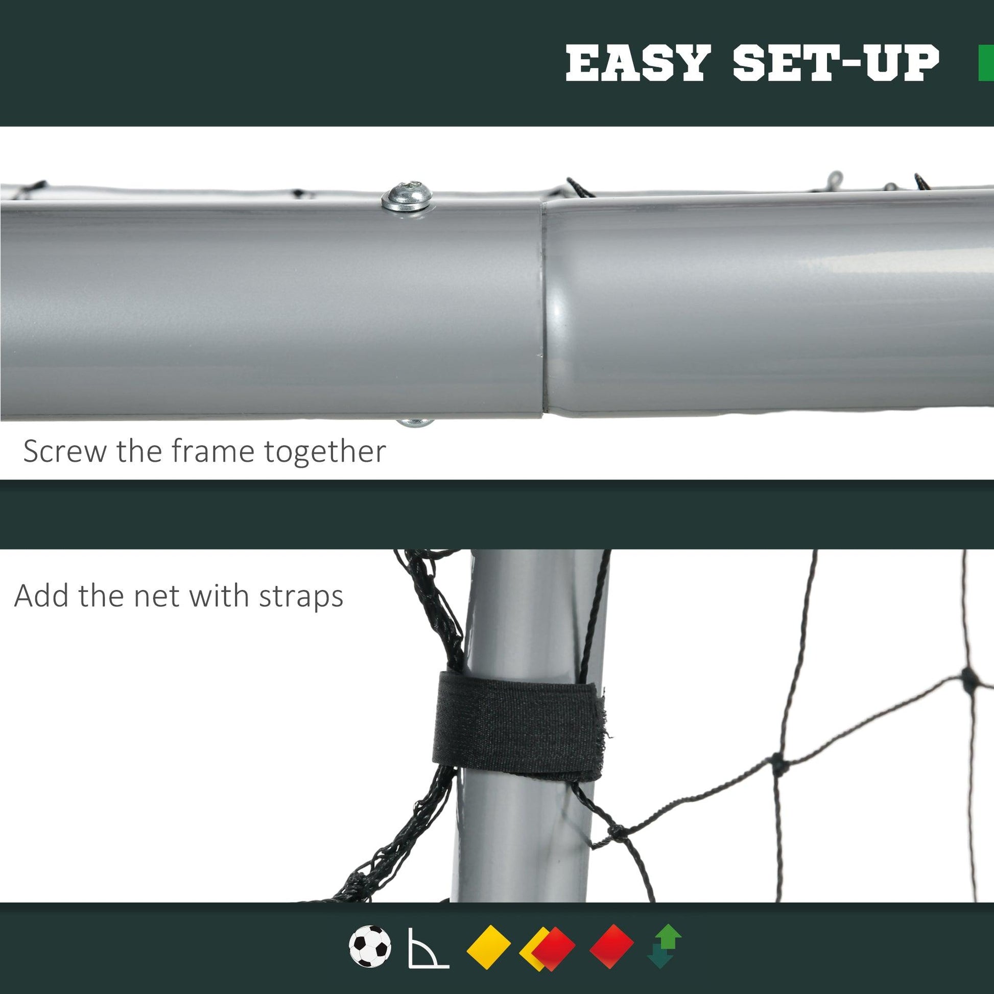 SPORTNOW 6ft x 2ft Football Goal, Football Net for Garden with Ground Stakes, Quick and Simple Set Up - ALL4U RETAILER LTD