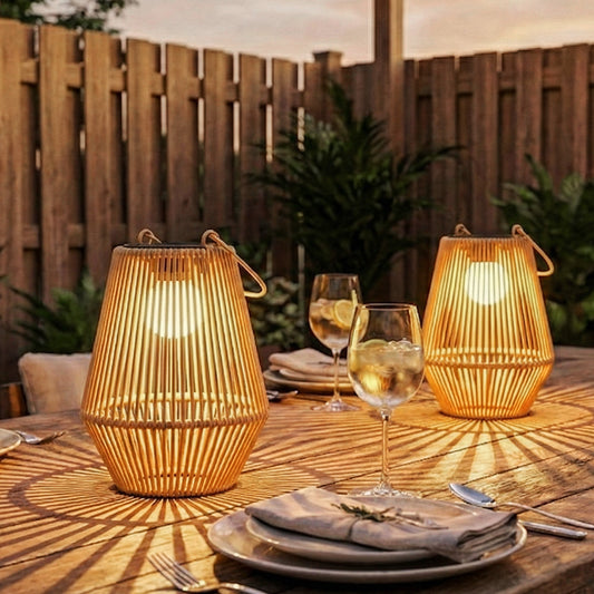 Outsunny Hanging Rattan Solar Lanterns 2 Pack with Handles for Patio Pathway Terrace Outdoor Brown Auto On Off