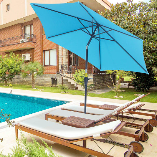 Outsunny Patio Umbrella Parasol Sun Shade Garden Aluminium Blue 2.7M - ALL4U RETAILER LTD