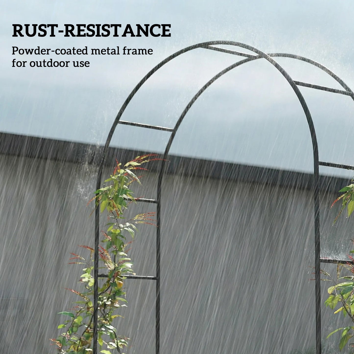 Outsunny Freestanding Garden Arch Metal Trellis For Climbing Plants Outdoor Wedding Arch Bridal Black