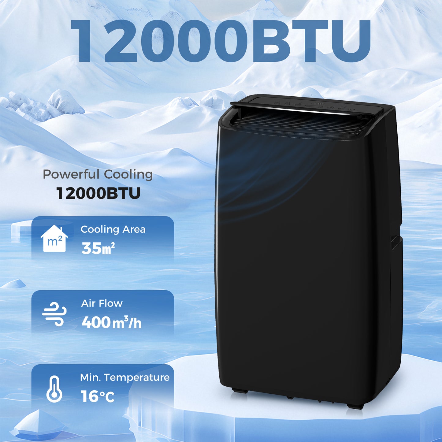 HOMCOM Portable Air Conditioner 12000 BTU 4 In 1 Dehumidifier Cooling Fan With Child Lock For Rooms Up To 35 Sqm