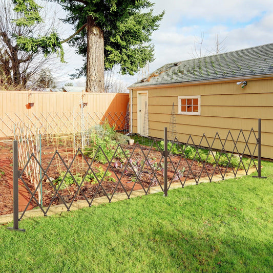 Outsunny Expanding Trellis Fence Freestanding Movable Fence Foldable Garden Screen Panel Aluminium, 405cm x 103.5cm, Dark Brown - ALL4U RETAILER LTD