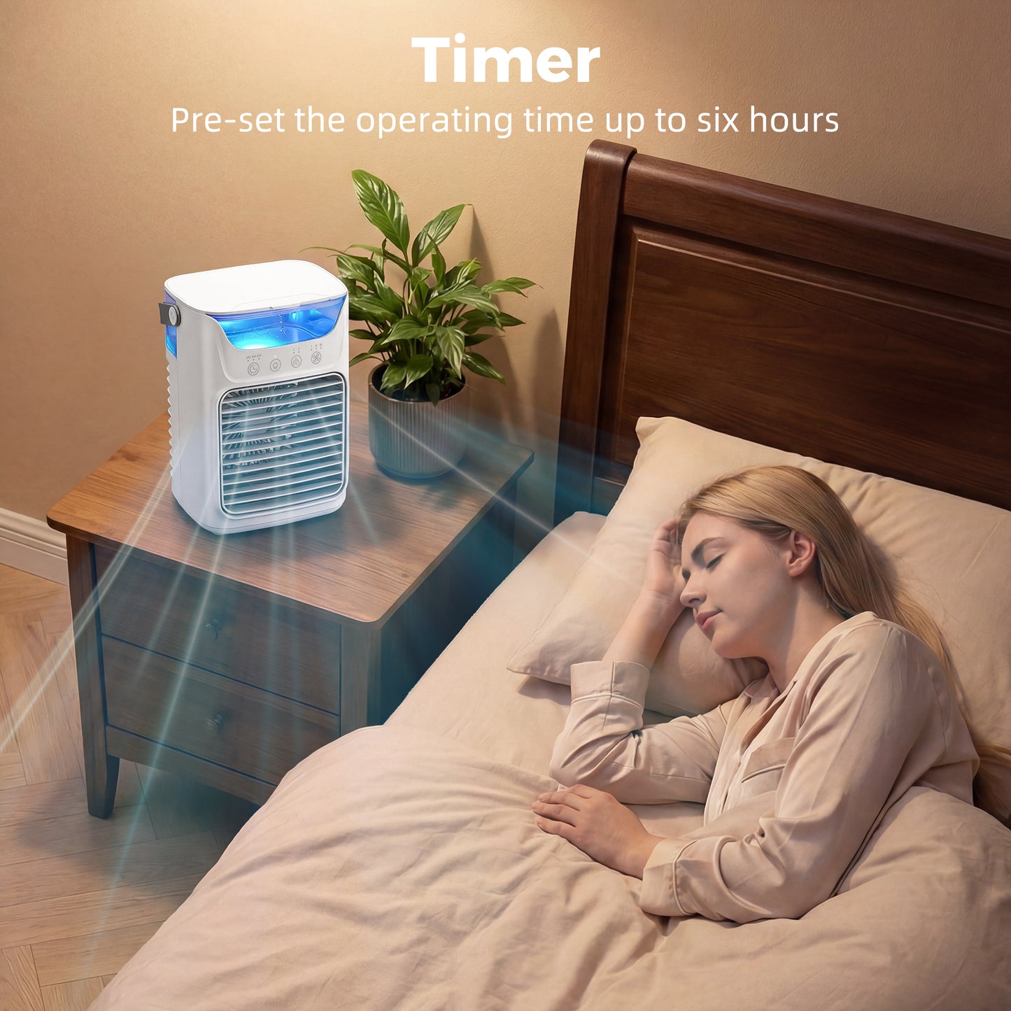 HOMCOM Air Cooler With Adjustable Head Portable Air Conditioner 3 Wind Speeds 2 Cool Mist Settings RGB Light White