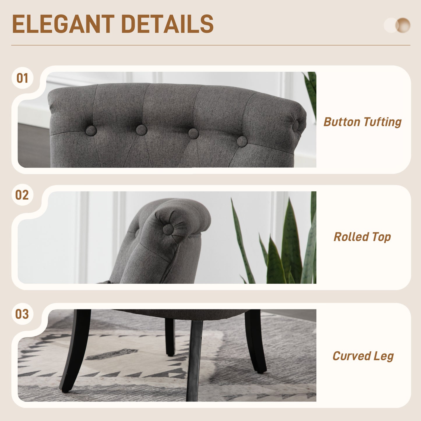 HOMCOM Fabric Upholstered Tub Chair With Pillow Solid Wood Legs Charcoal Grey Living Room Accent Chair