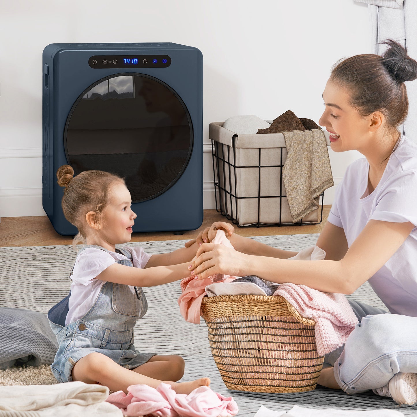 HOMCOM 5Kg Compact Tumble Dryer Blue With 1000W Motor And 40-60C Auto Dry For Small Spaces
