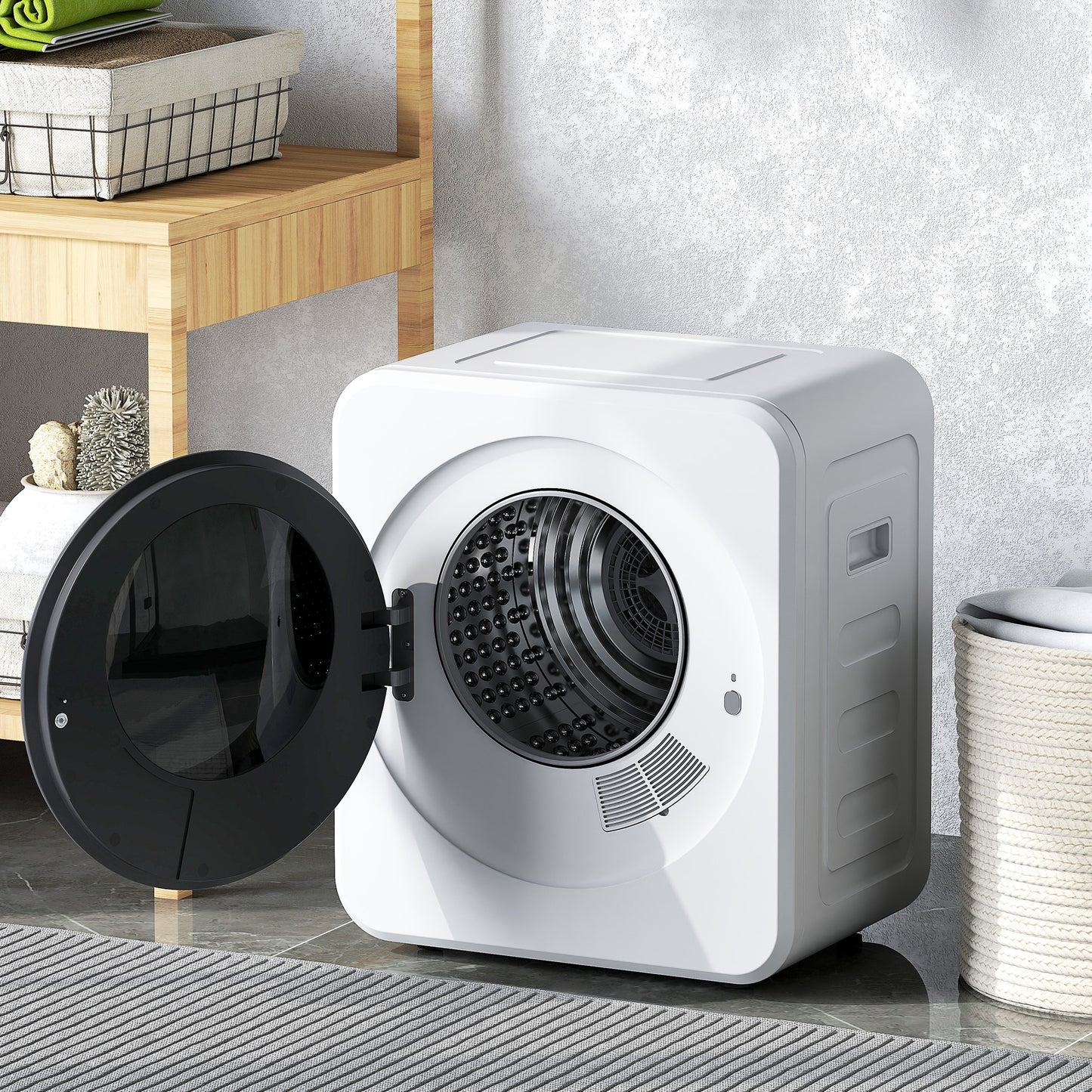 HOMCOM 4kg Vented Tumble Dryer 800W Compact Freestanding Front Tumble Dryer With Stainless Steel Tub White
