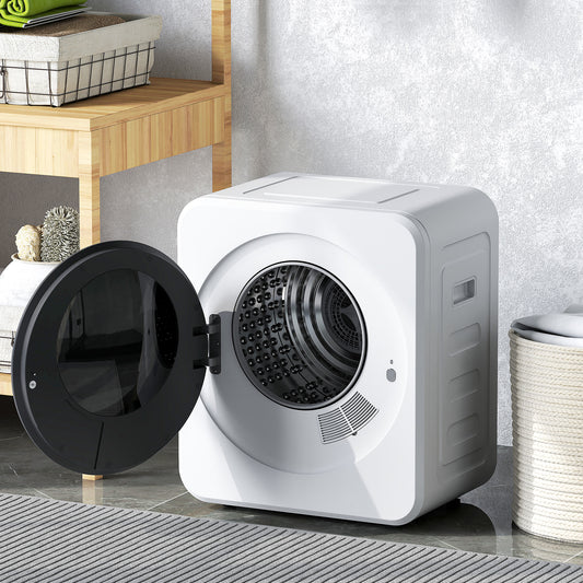 HOMCOM 4kg Vented Tumble Dryer 800W Compact Freestanding Front Tumble Dryer With Stainless Steel Tub White