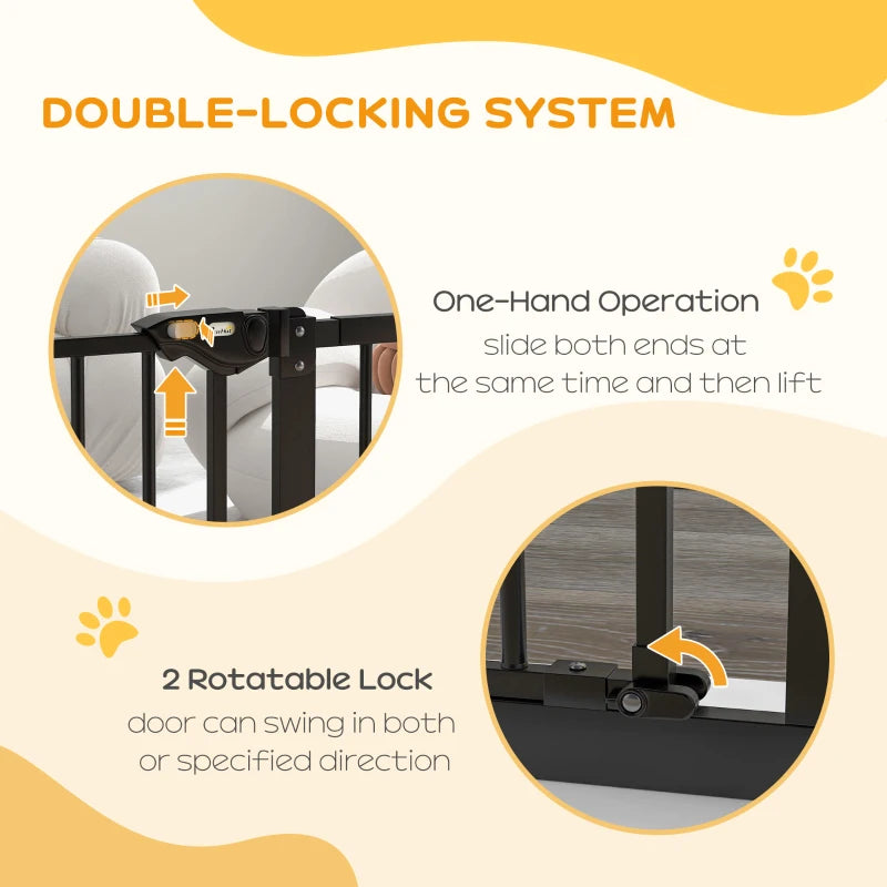 PawHut Metal Adjustable Dog Gate, Black, Expands from 74cm to 94cm - Secure Containment for Pets, Easy Installation - Ideal for Home Safety - ALL4U RETAILER LTD