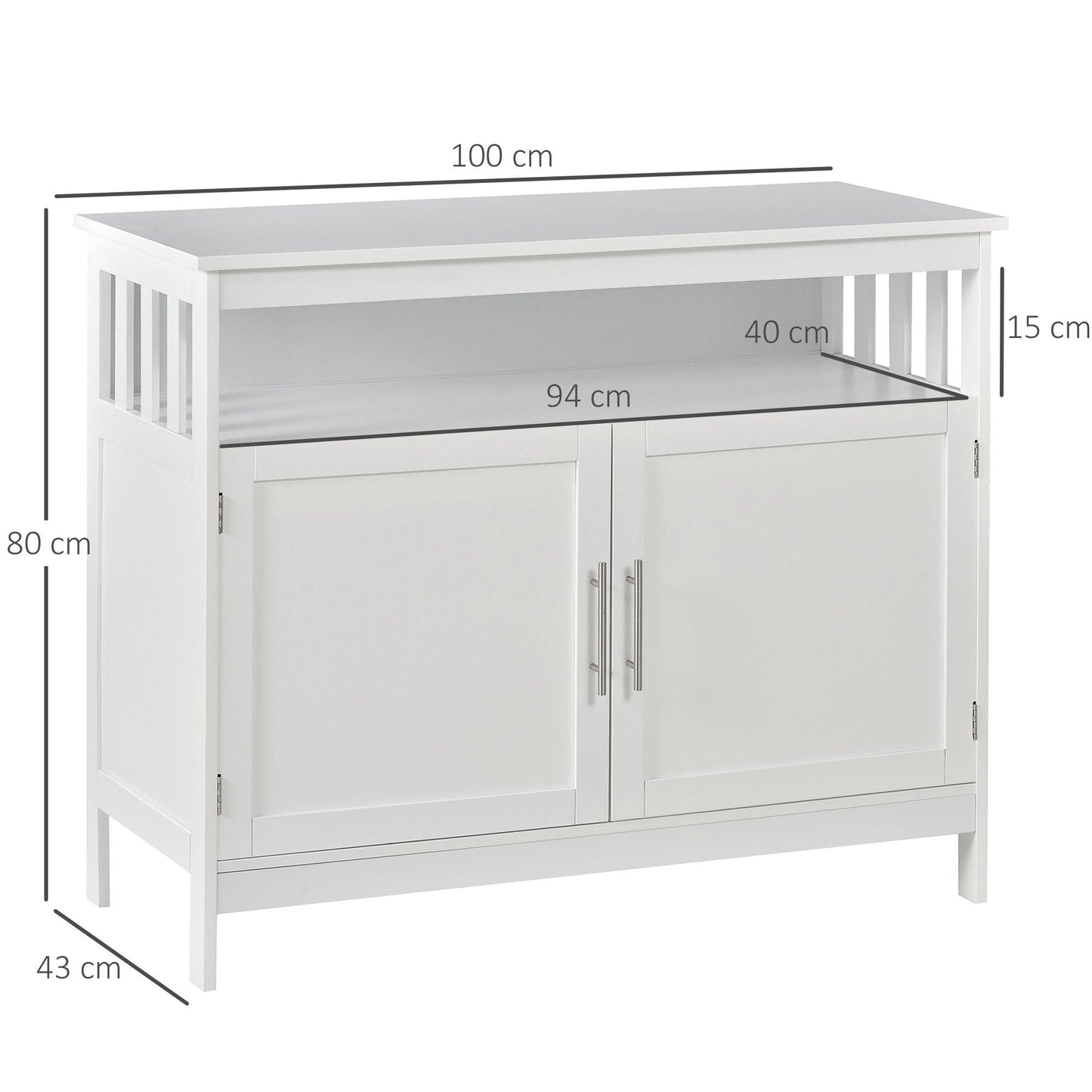 HOMCOM White Kitchen Console Table/Buffet Sideboard with Cabinet and Shelf - ALL4U RETAILER LTD