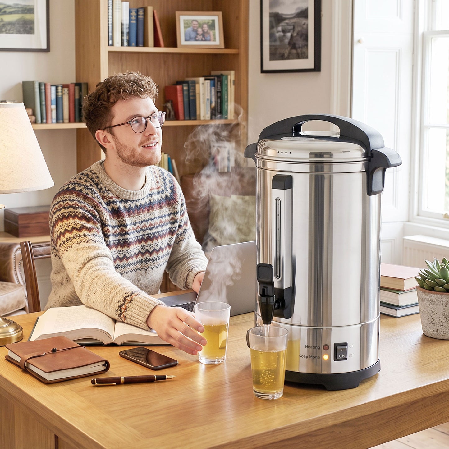 HOMCOM 13L Catering Urn 2500W Stainless Steel Hot Water Boiler With Thermostat Keep Warm Function And Easy Pour Tap