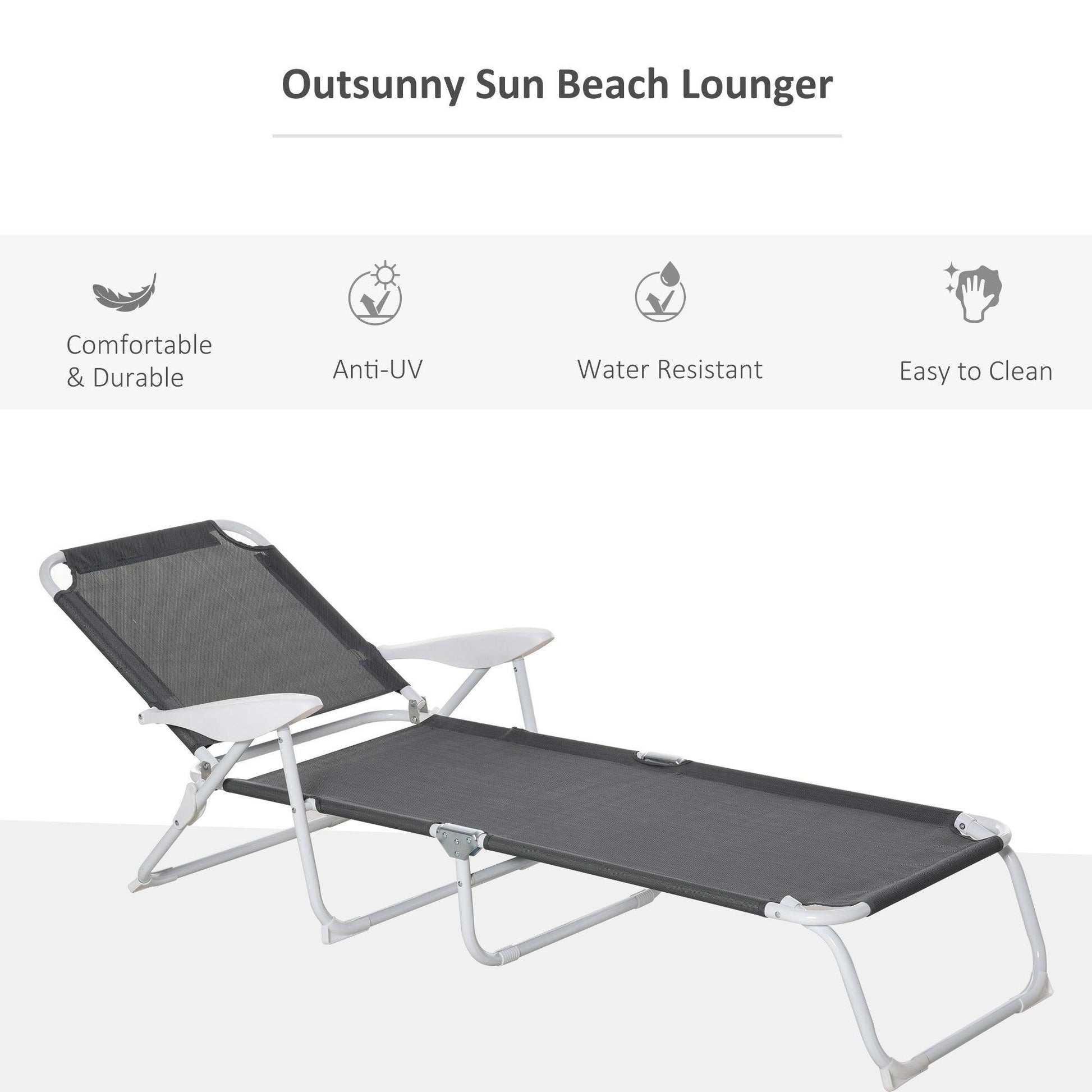 Outsunny Adjustable Outdoor Recliner for Patio Garden - ALL4U RETAILER LTD