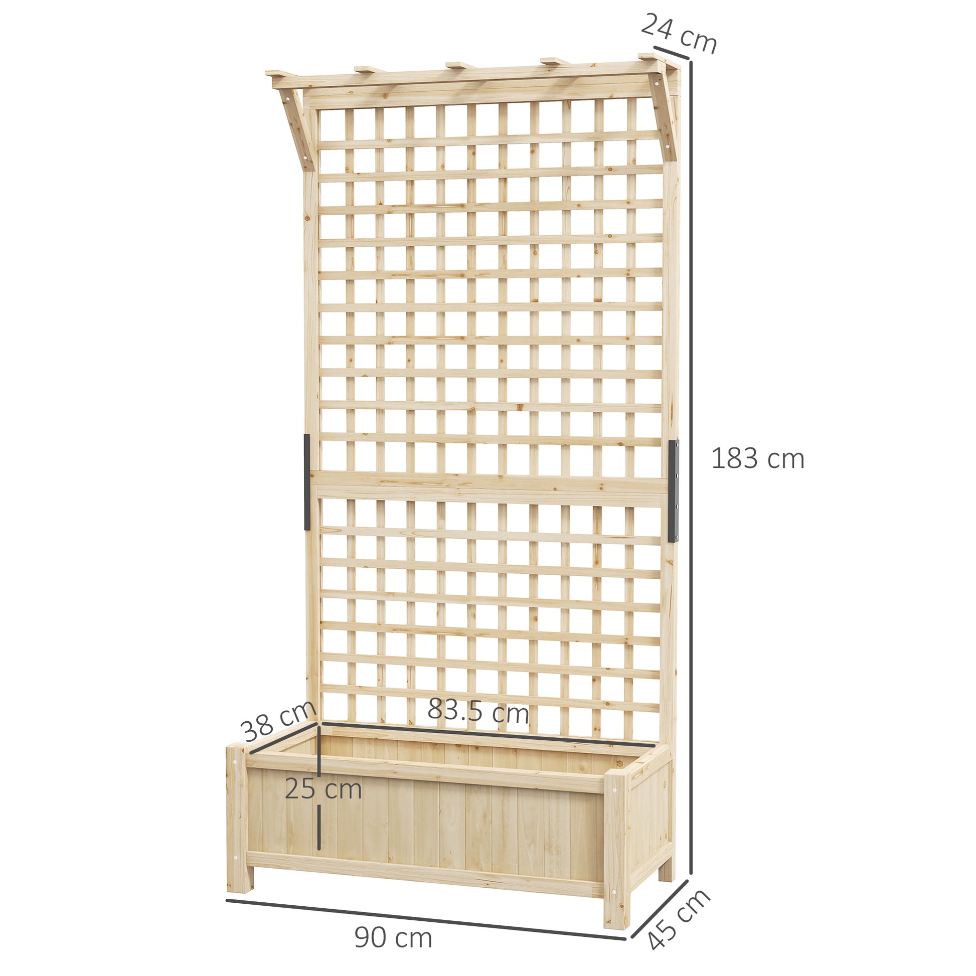 Outsunny Wooden Planter Box with Trellis & Drainage, Ideal for Growing Vegetables and Climbing Plants - ALL4U RETAILER LTD