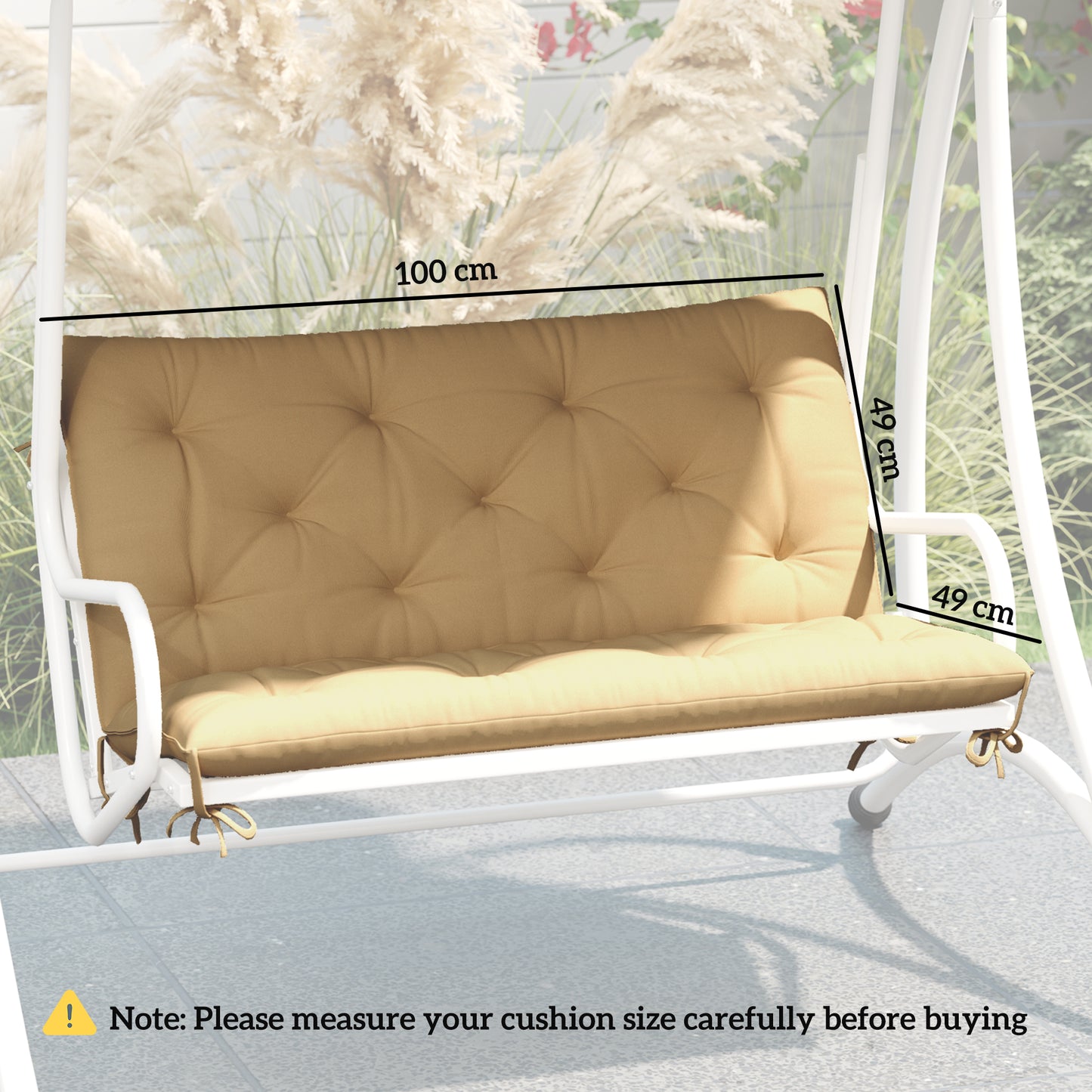 Outsunny Two Seater Bench Cushion Khaki Replacement Outdoor Furniture Cushion For Metal Or Wood Benches