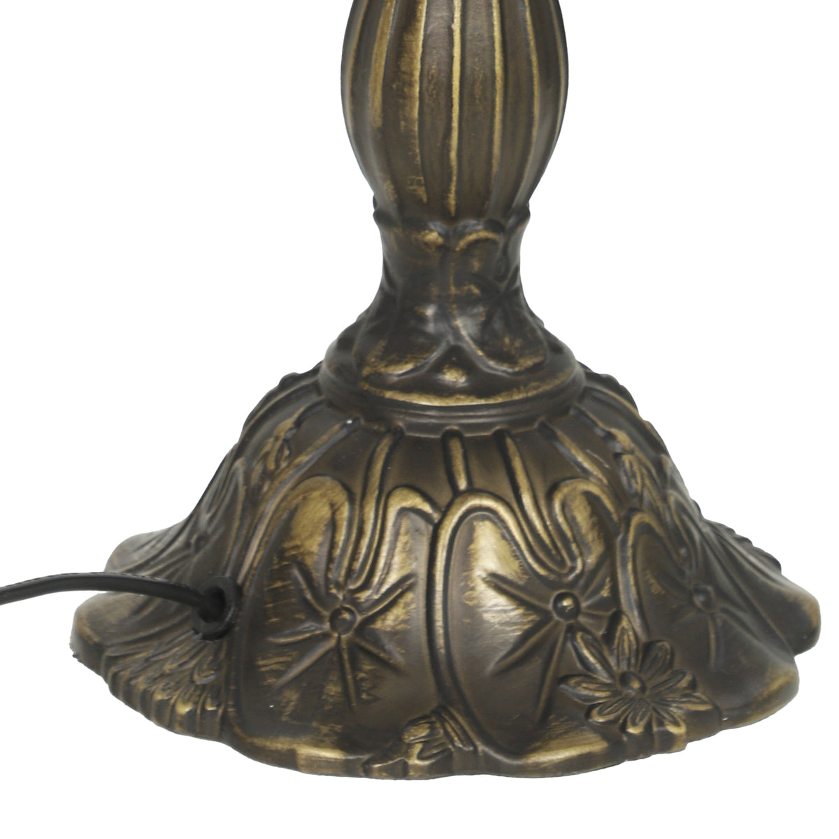 Antique gold ornate metal base for a stained glass table lamp.