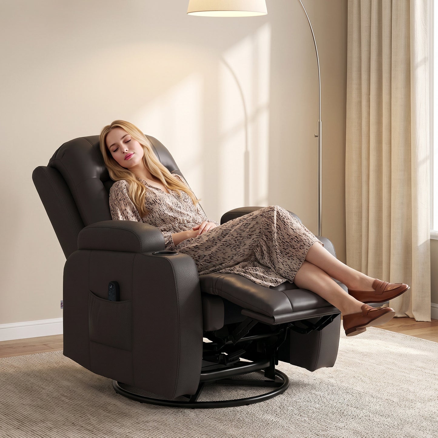 HOMCOM PU Leather Massage Recliner Chair With Footrest And Remote