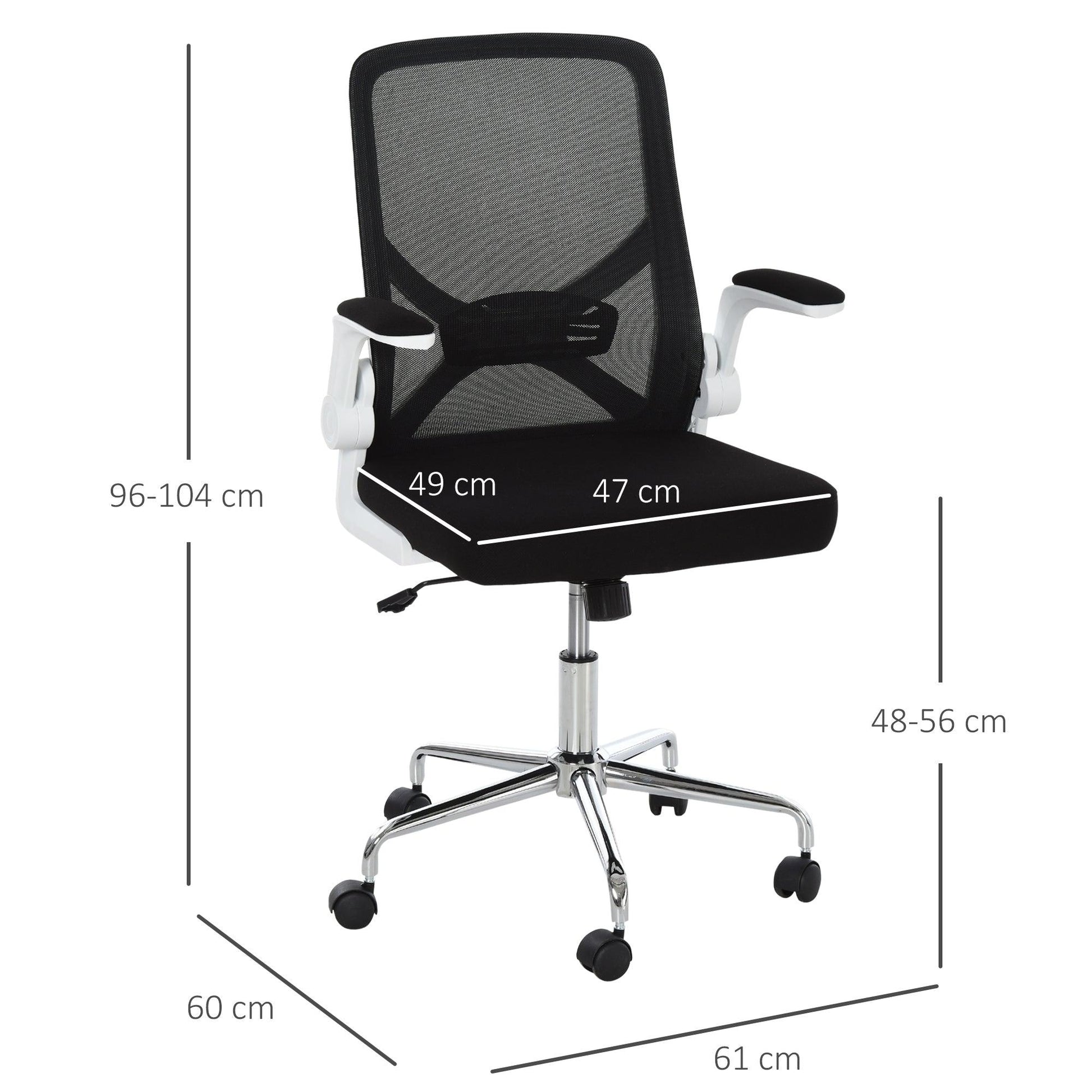 Vinsetto Mesh Office Chair with Lumbar Support, Adjustable Height, Black - ALL4U RETAILER LTD