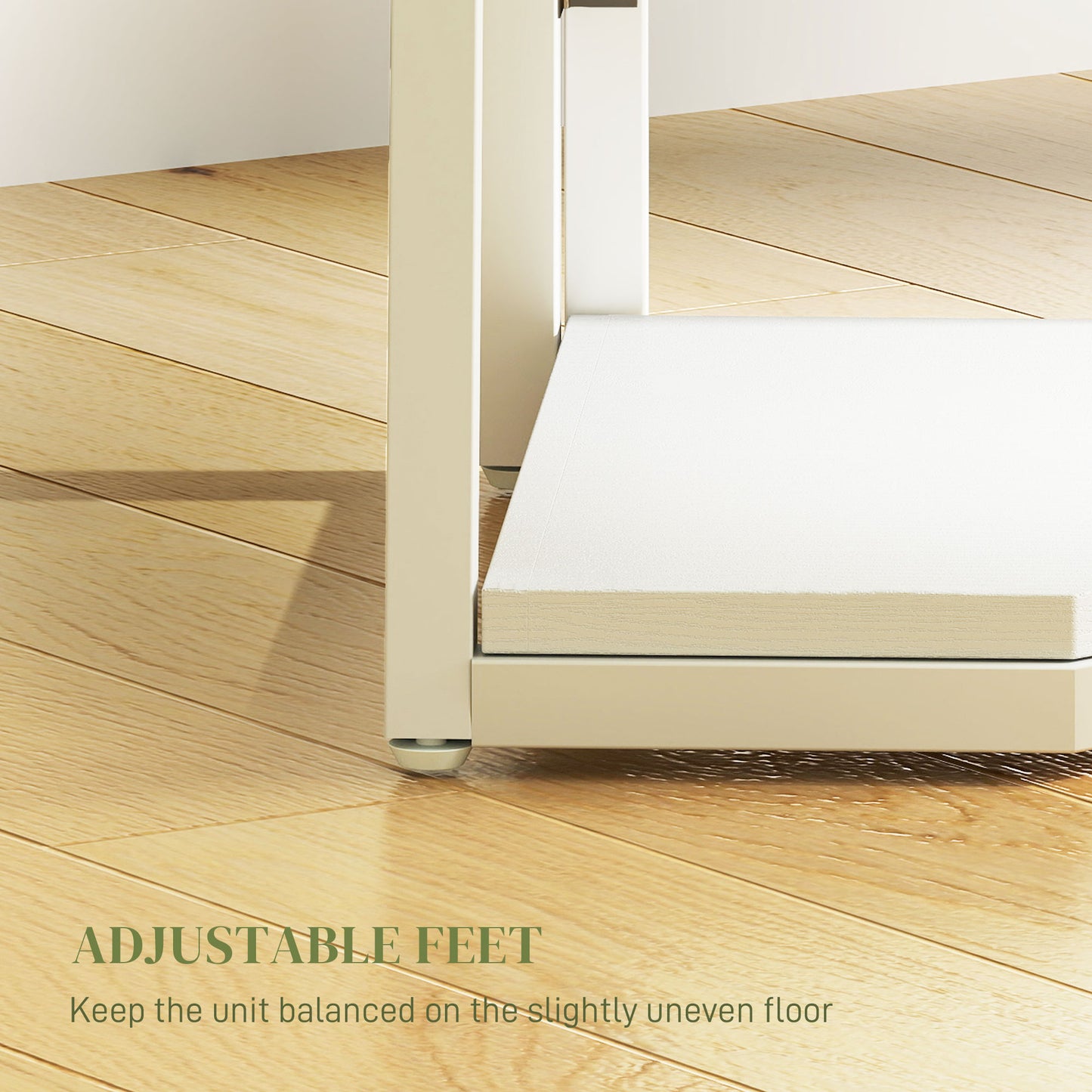 HOMCOM Five Tier Corner Shelf White with Steel Frame and Adjustable Feet for Space Saving Storage