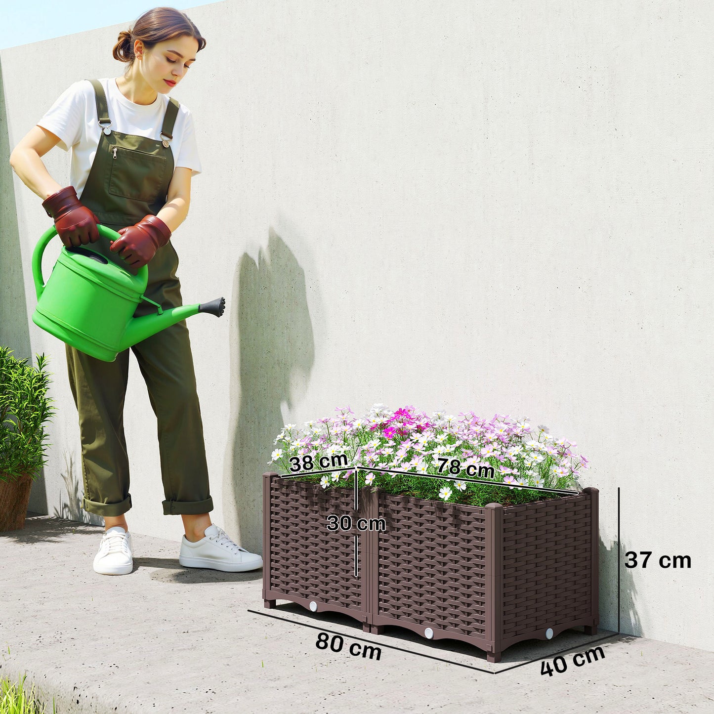 Outsunny Plastic Raised Garden Bed With Legs Self Watering Elevated Planter Boxes Modular Planter With Drainage Holes