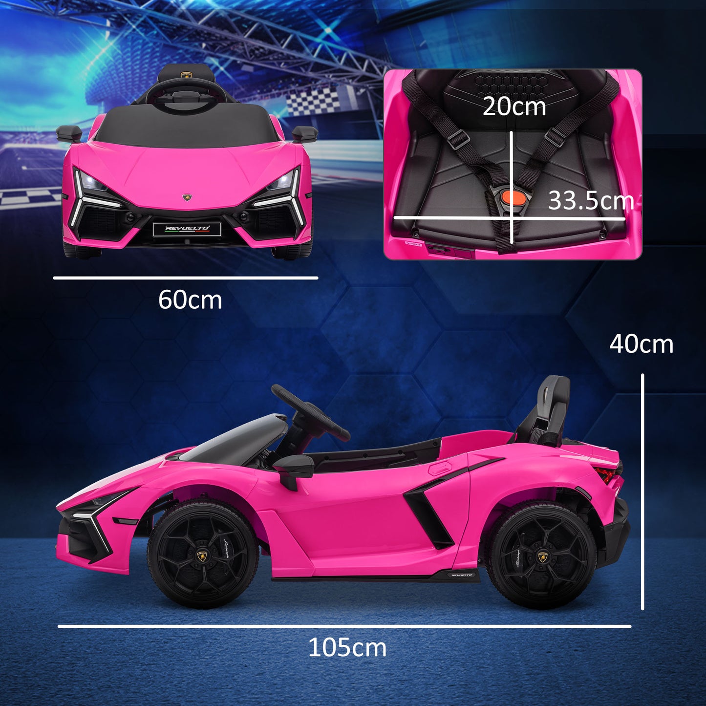 AIYAPLAY Licensed 12V Lamborghini Revuelto Ride-On Car with Butterfly Doors, Suspension, Remote Control - Pink