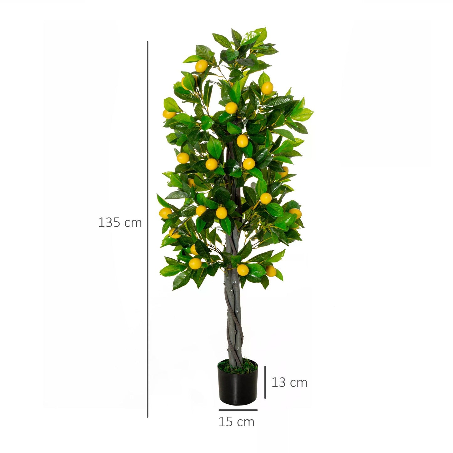 HOMCOM Lemon Tree Artificial Plant with Decorative Fruits for Indoor and Outdoor Use, 135cm - ALL4U RETAILER LTD