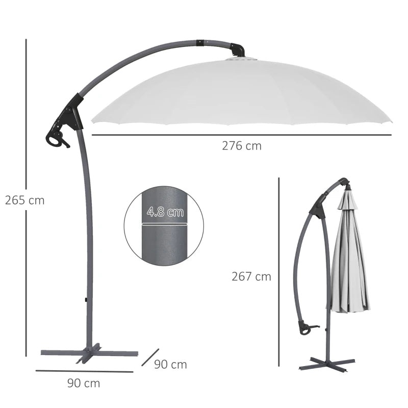 Outsunny 2.7m Cantilever Parasol - Stylish Grey Shade with Cross Base for Ultimate Outdoor Comfort - ALL4U RETAILER LTD