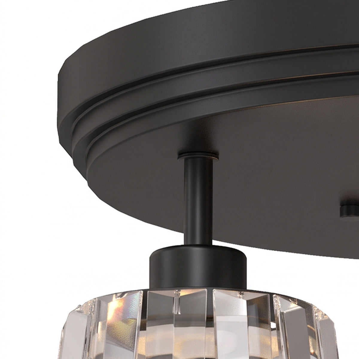 HOMCOM 3 Light Crystal Glass Ceiling Light Triple Head Modern Black Lamp