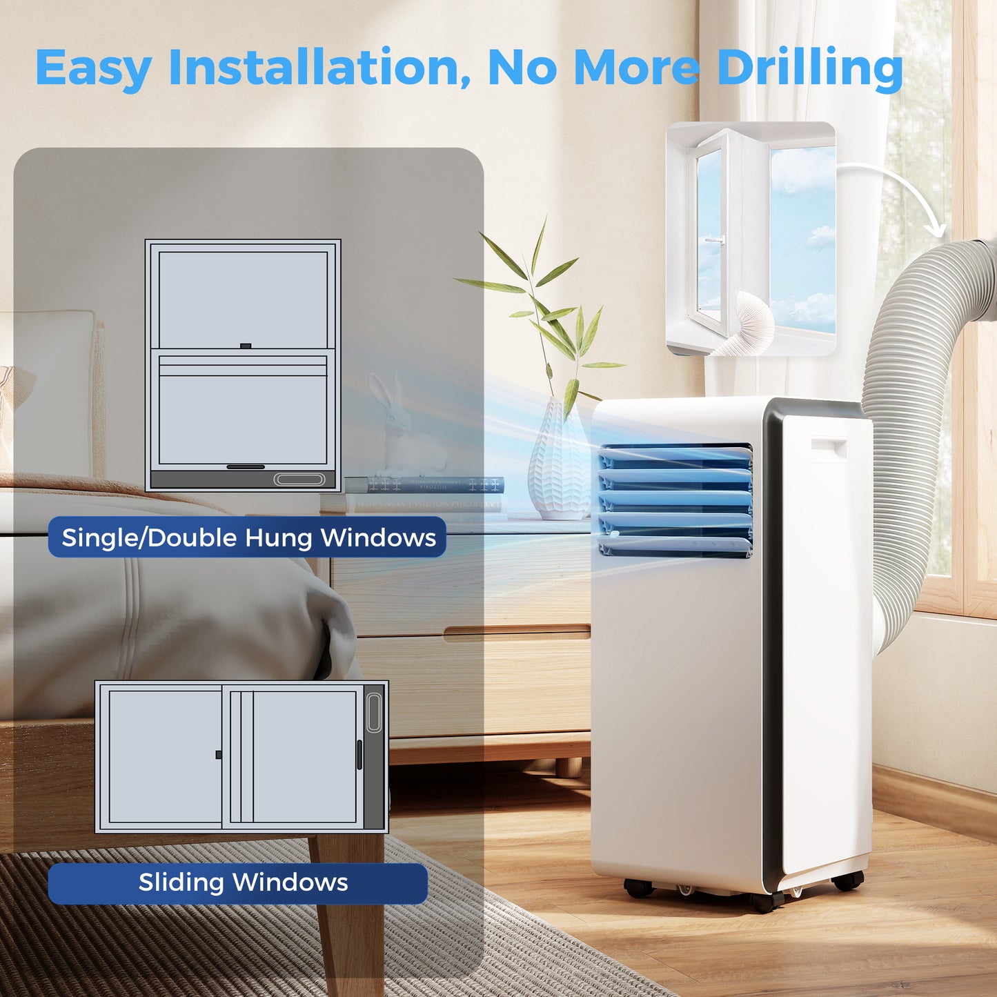 HOMCOM Portable Air Conditioner 7000 BTU 4 In 1 Cooling Dehumidifier Fan Sleep Mode White