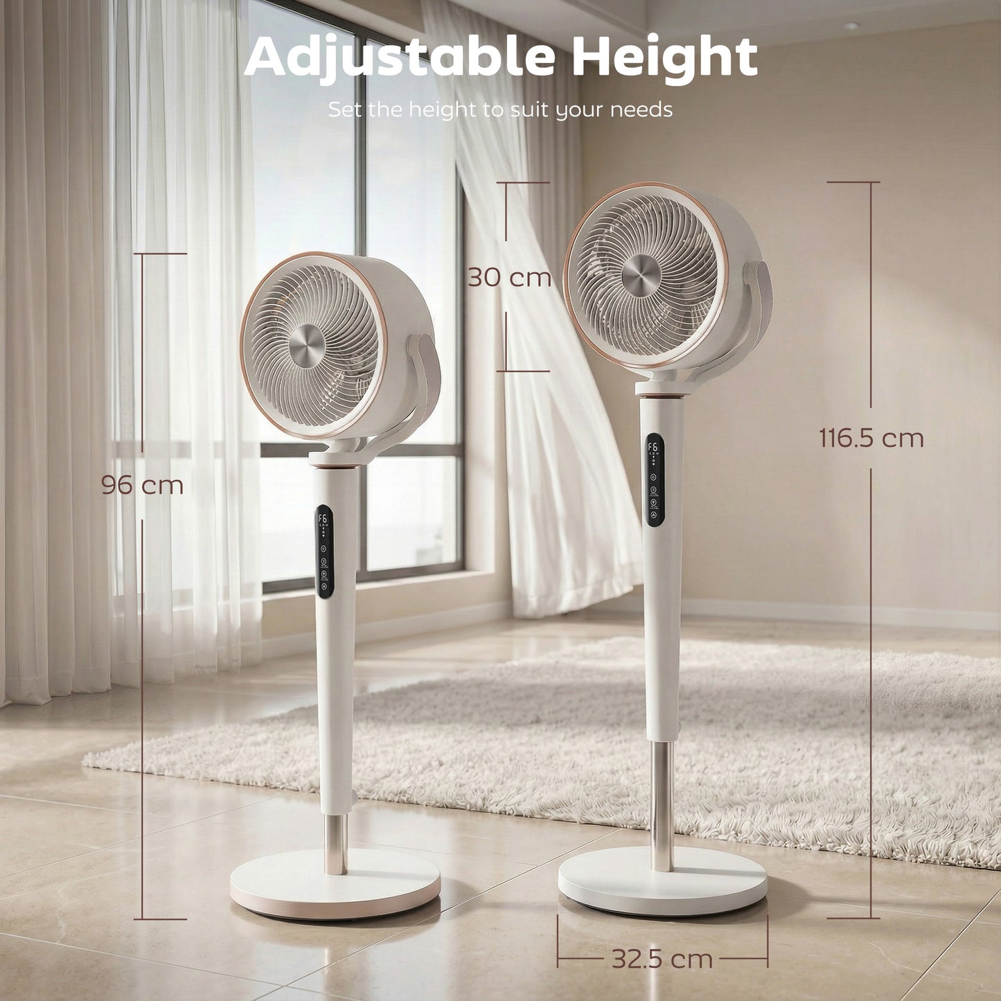 HOMCOM 20 dB Silent Standing Fan with 70 to 90 Degree Auto Oscillation, 12 Speeds, Remote, 12H Timer, 46 Inch White