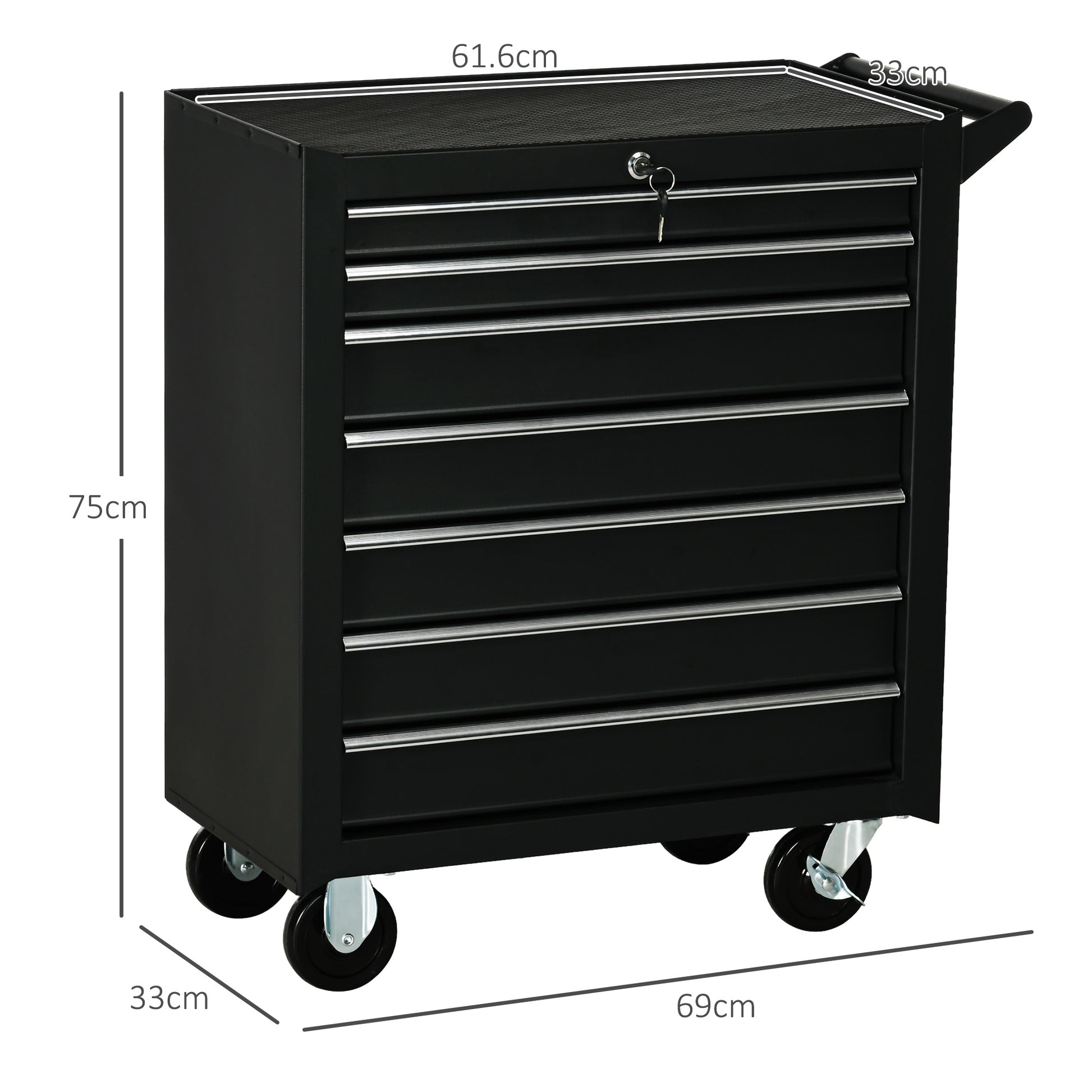 DURHAND 7-Drawer Tool Storage Chest on Wheels - Matte Black Garage Organizer - ALL4U RETAILER LTD