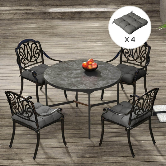 Outsunny Charcoal Grey 4-Piece Outdoor Cushion Set for Patio Chairs - Comfortable and Stylish Seat Pads - ALL4U RETAILER LTD
