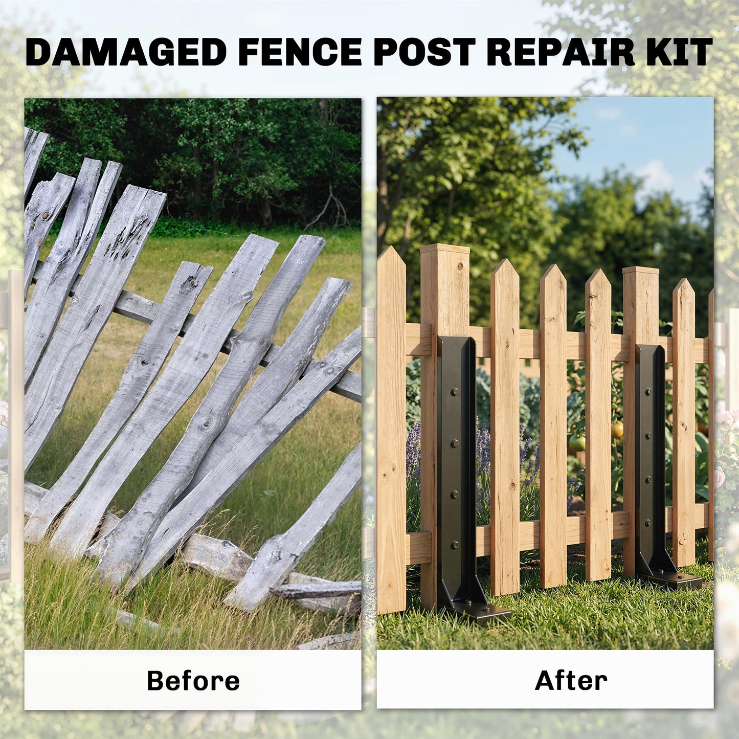 Outsunny 2 Pack Fence Post Repair Kit 81 Cm Metal Fence Post Support Ground Spike With Drill For Broken Gate Posts