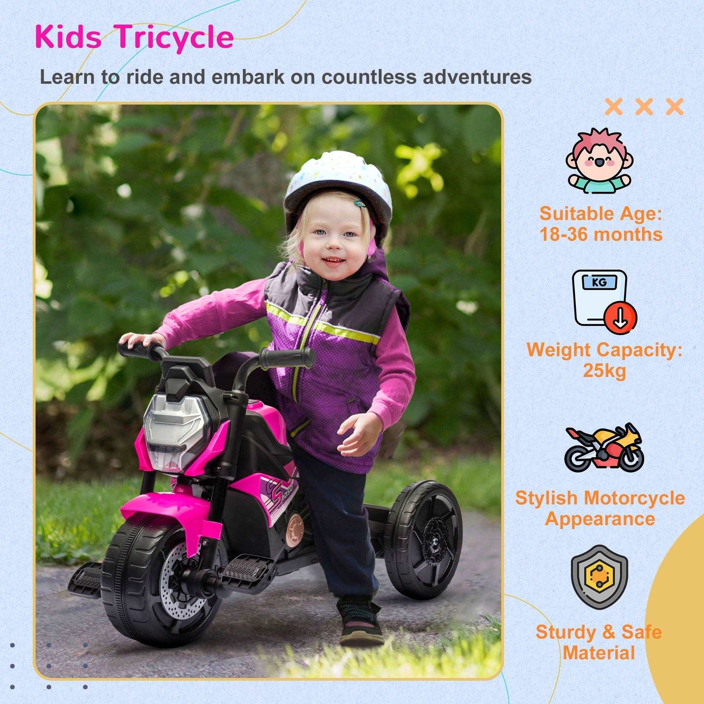 AIYAPLAY 3-in-1 Toddler Trike, Sliding Car, Balance Bike - Pink - ALL4U RETAILER LTD