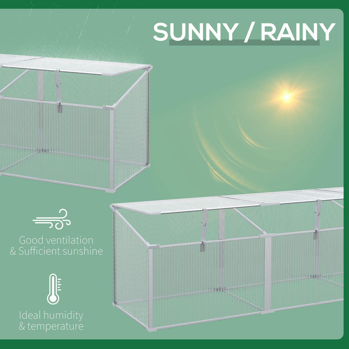 Outsunny Aluminium Greenhouse Plants Raised Bed Vented Cold Frame Transparent - ALL4U RETAILER LTD