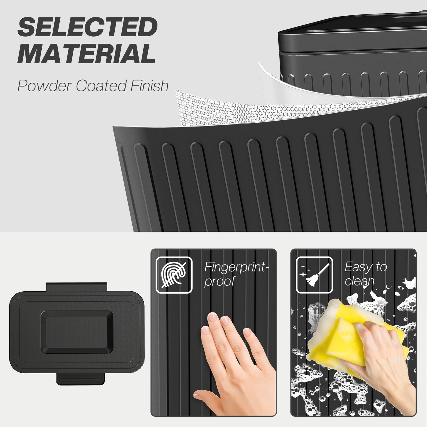 HOMCOM 40L Dual Compartment Pedal Bin With Soft Close Lid And Stay Open Option Metal Kitchen Waste Bin Black