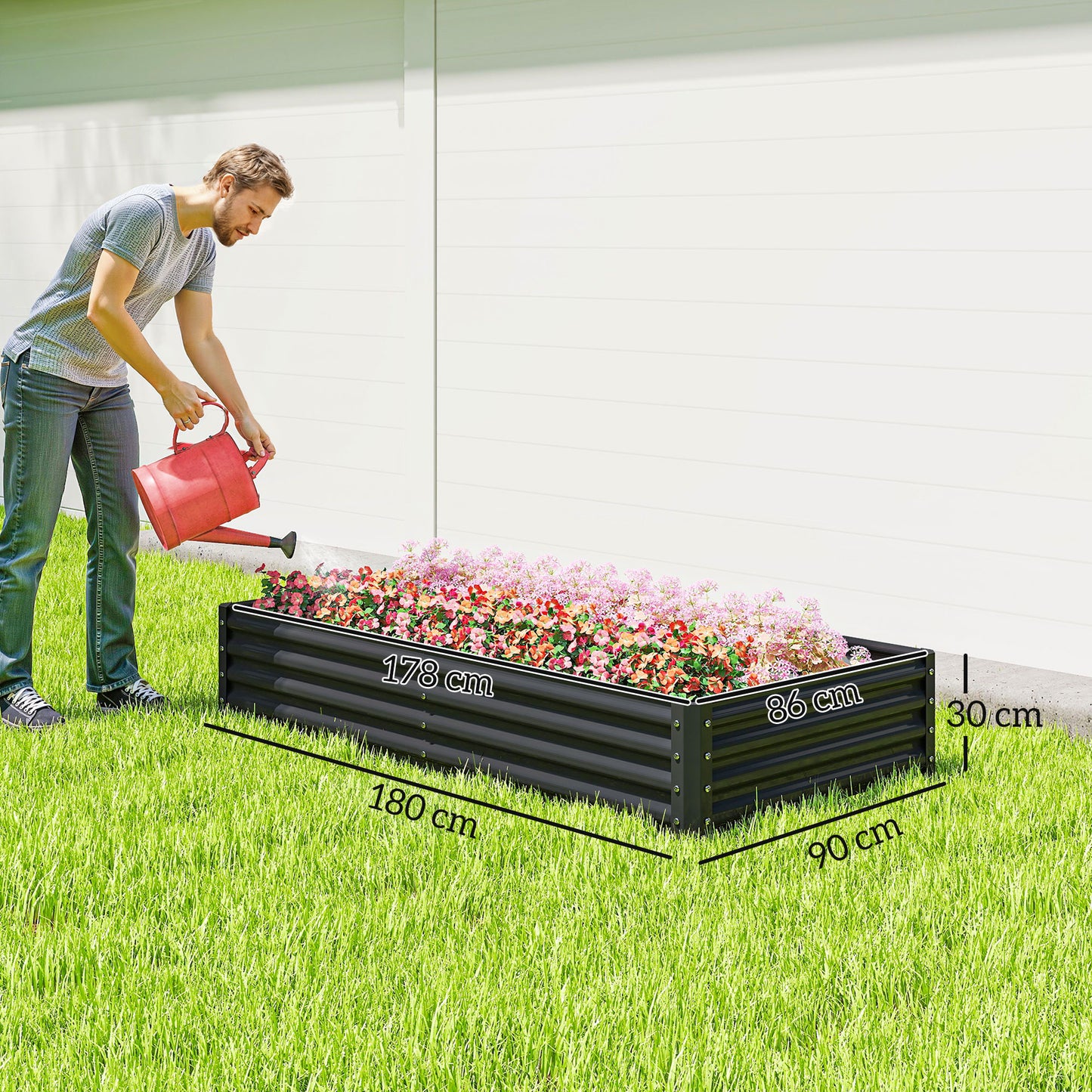 Outsunny 180 By 90cm Galvanised Steel Open Planter With 30cm Depth And 459 L Capacity