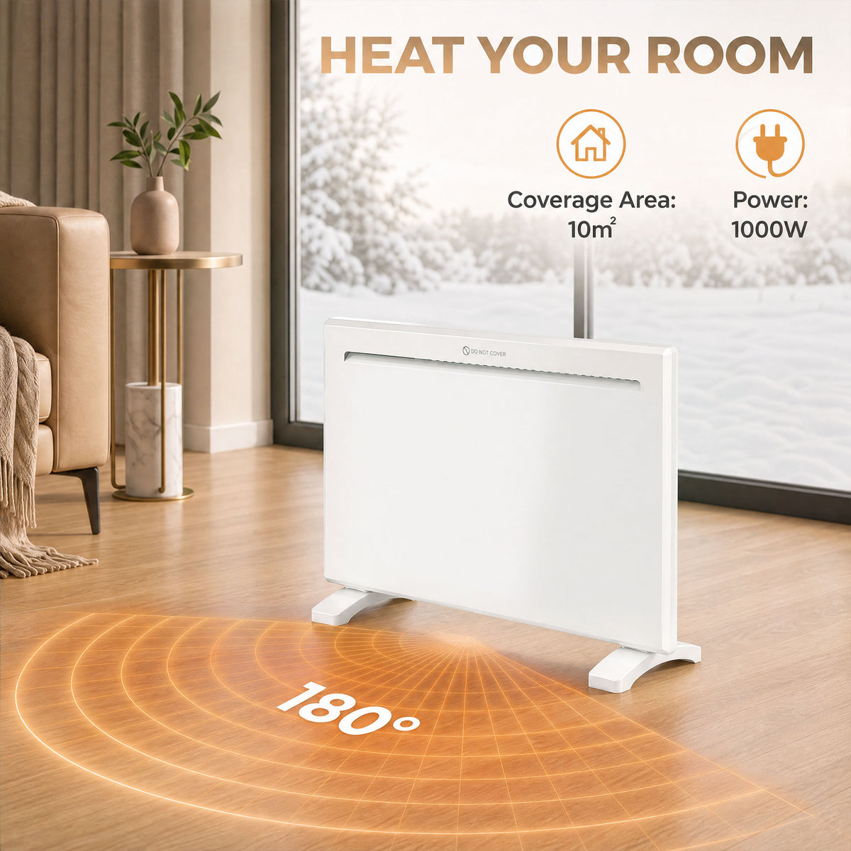 Homcom Smart Panel Heater 1000W App Control With Weekly Timer White