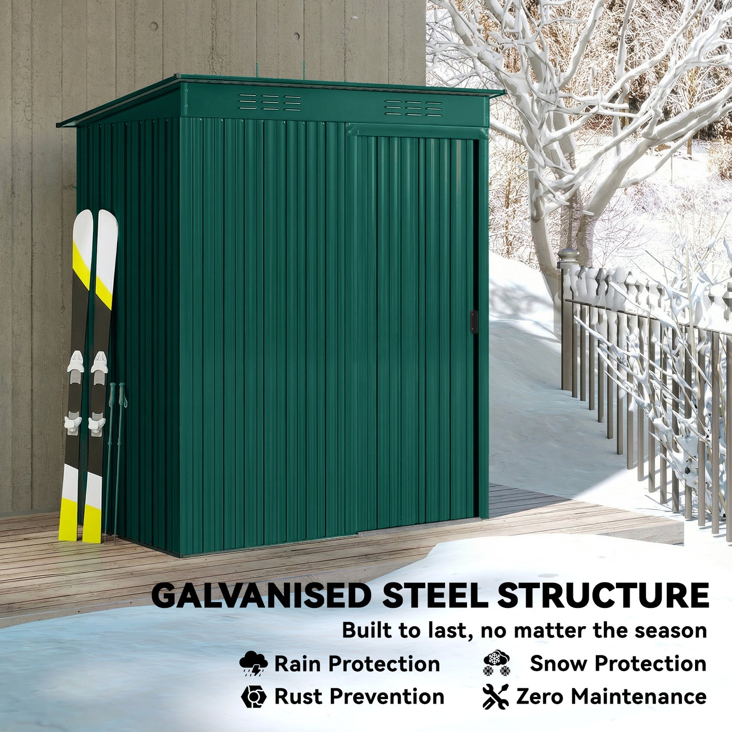 Outsunny 5x3.5ft Metal Garden Storage Shed With Easy Assembly And 2 Pairs Of Gloves Waterproof Outdoor Shed Green