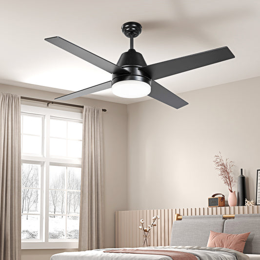 HOMCOM Elegant Black and Walnut Ceiling Fan with LED Light and Remote Control - ALL4U RETAILER LTD