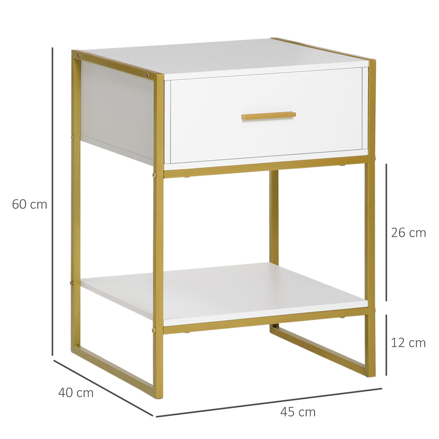 HOMCOM Bedside Table Set Of 2 Modern Nightstands With Drawer And Shelf In White For Bedroom Decor