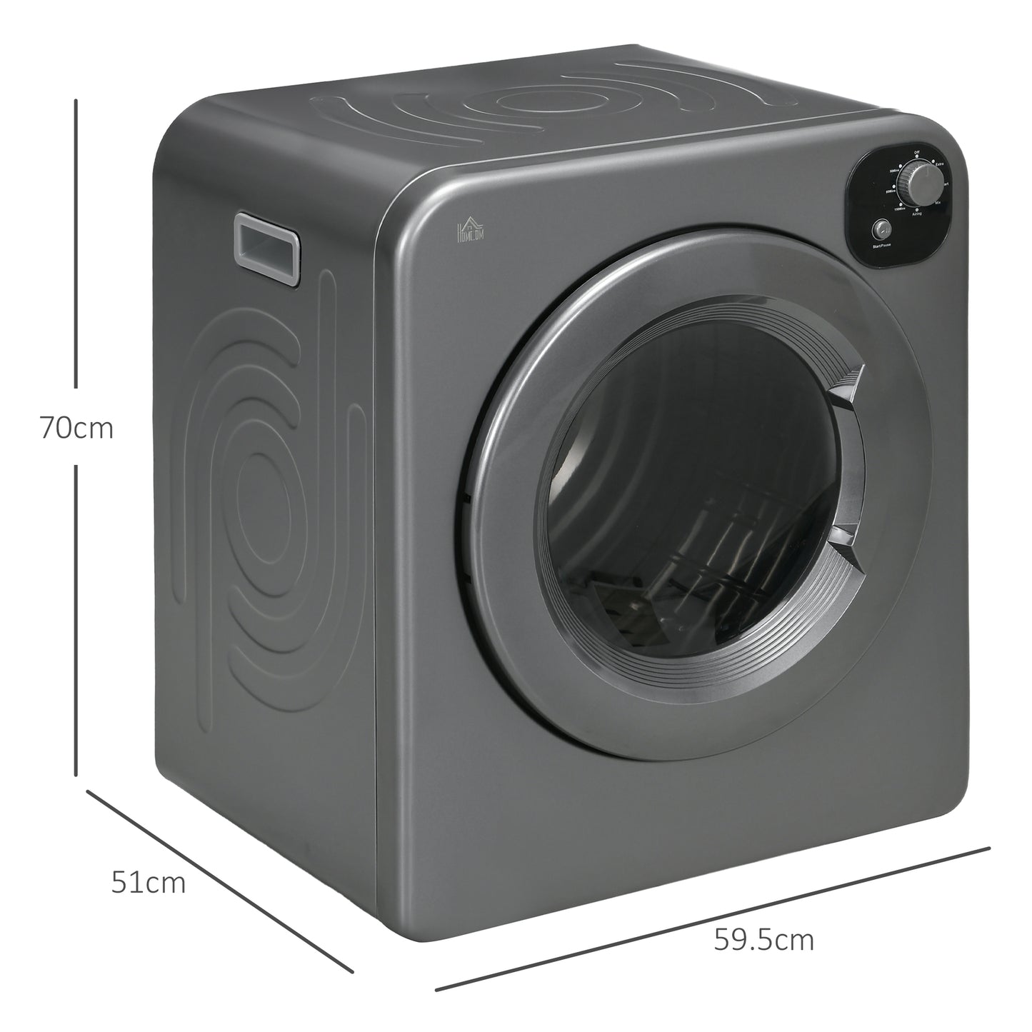 HOMCOM Compact 6kg Vented Tumble Dryer - Freestanding, Wall-Mountable, Stackable & Portable with 7 Drying Programs in Grey - ALL4U RETAILER LTD