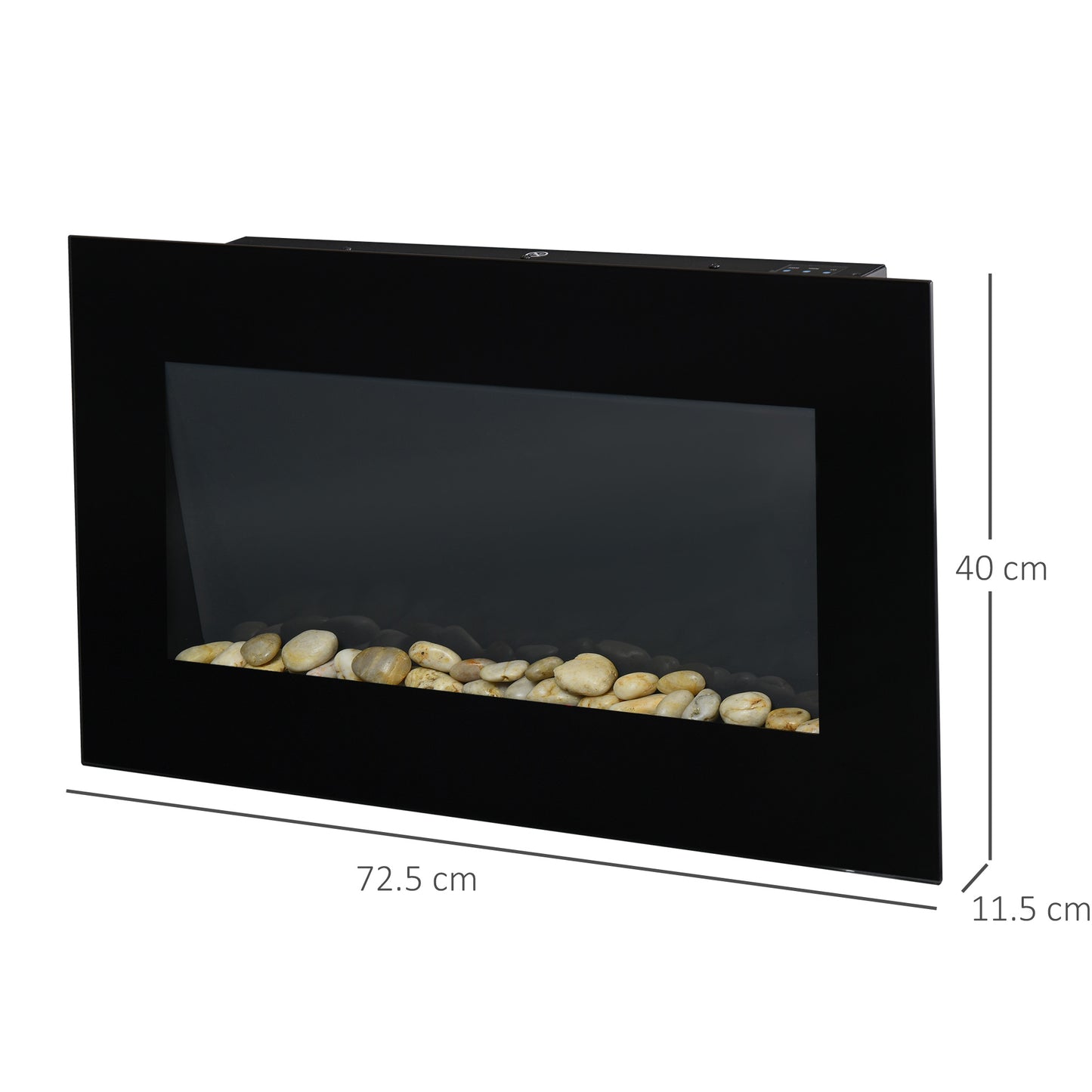 HOMCOM 1000W Wall-Mounted Electric Fireplace Heater with Tempered Glass and Stylish Black Frame - ALL4U RETAILER LTD