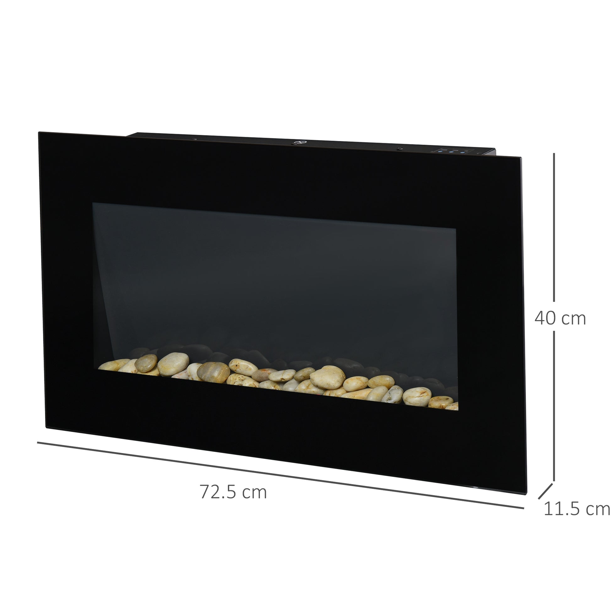 HOMCOM 1000W Wall-Mounted Electric Fireplace Heater with Tempered Glass and Stylish Black Frame - ALL4U RETAILER LTD