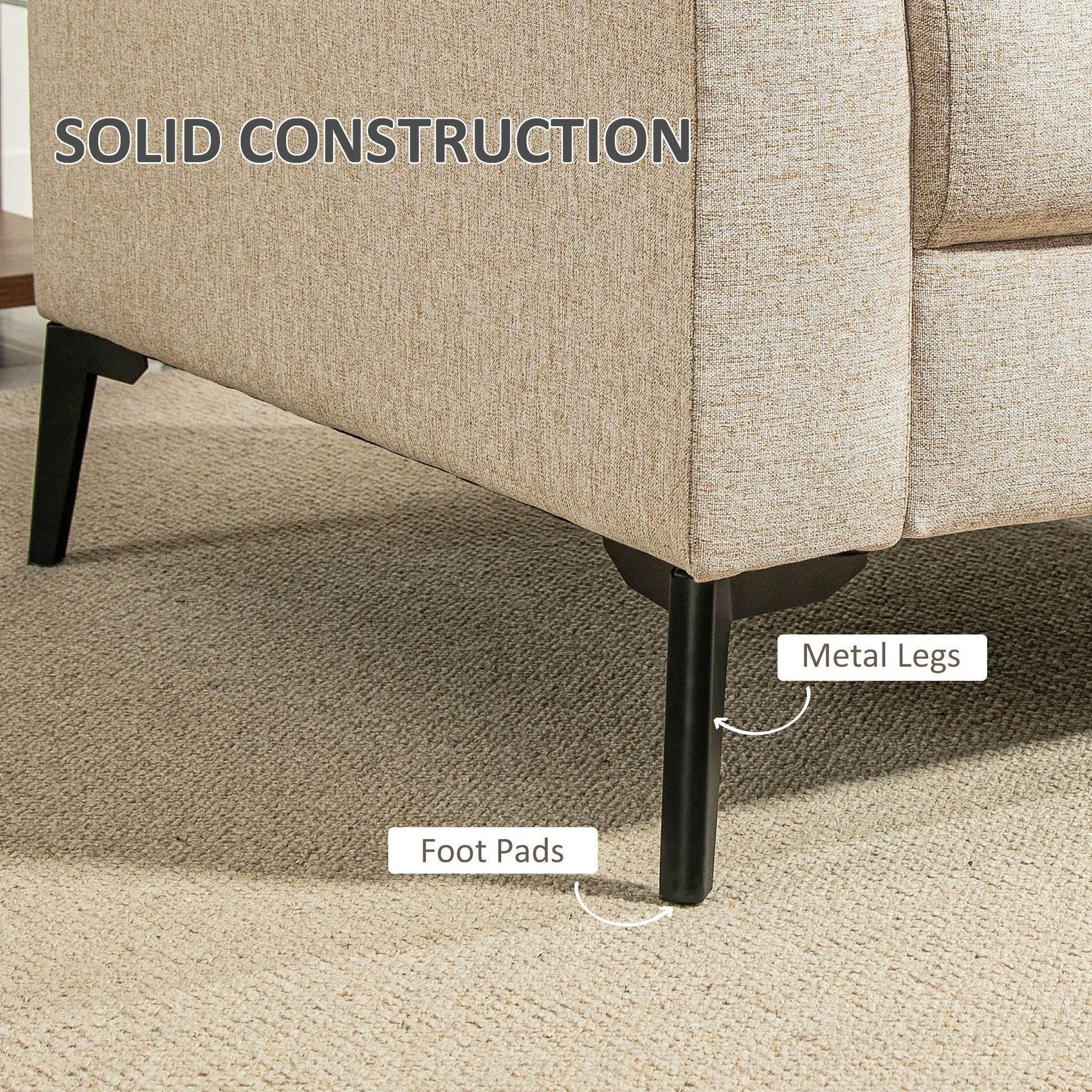 HOMCOM Chic Linen Upholstered Accent Chair with Metal Legs and Padded Cushion for Living Room or Office, Beige - ALL4U RETAILER LTD