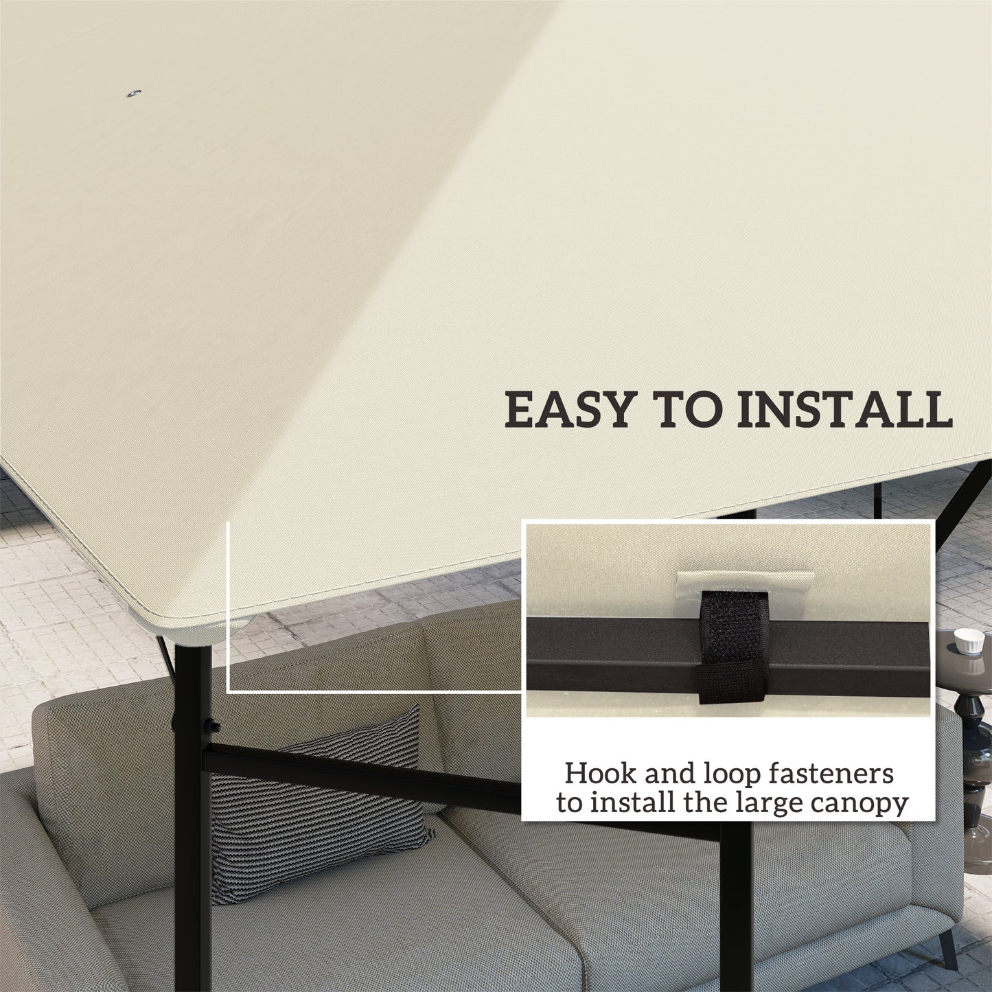 Outsunny 3x3m Gazebo Replacement Canopy Top For 01-0867 Cream With PA Coated Polyester UPF30